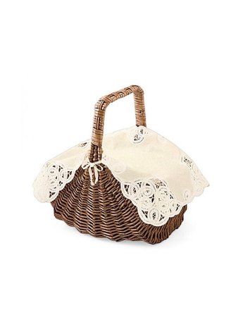 picnic basket bag lace cream wicker