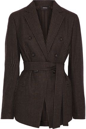 Belted gingham stretch-wool blazer | AKRIS | Sale up to 70% off | THE OUTNET