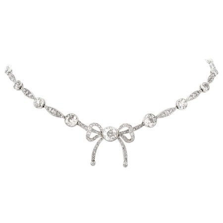 Cartier Paris Diamond Ribbon of Love Platinum Choker Necklace For Sale at 1stdibs