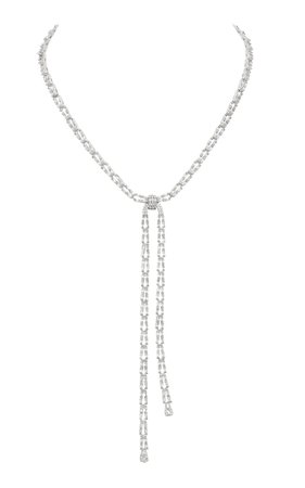 Draped Crystal-Embellished Brass Lariat Necklace by FALLON | Moda Operandi