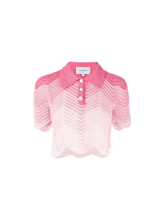 pink knit polo crop top