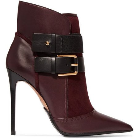 Balmain Anais buckled leather and suede ankle boots