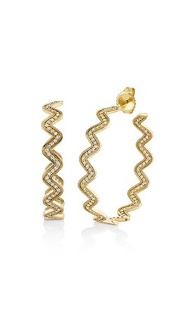 14k Yellow Gold Wavy Large Hoop Earrings By Sydney Evan | Moda Operandi