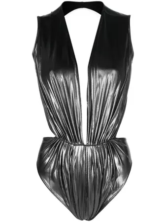 Rick Owens Lilies Gia metallic-effect Ruched Bodysuit - Farfetch