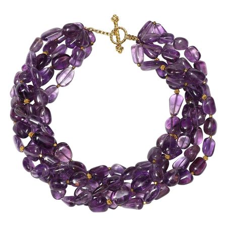 Amanda Clark for Altfield Amethyst and Gold Torsade Necklace