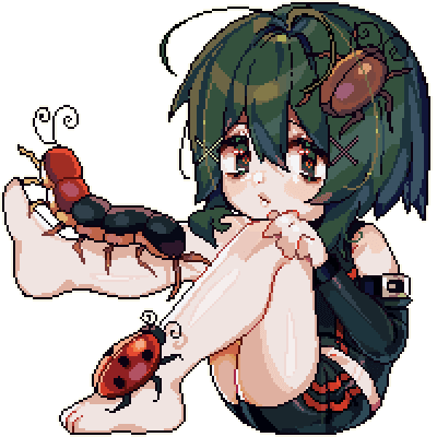 tomboy cute filter bug girl anime pixel png kawaii green