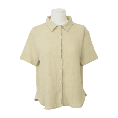 Crinkled Short Sleeve Button-Down Shirt