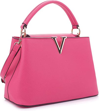 Amazon.com: EVVE Women's Small Satchel Bag Classic Top Handle Purses Fashion Crossbody Handbags with Shoulder Strap | FUCHSIA1 : Clothing, Shoes & Jewelry
