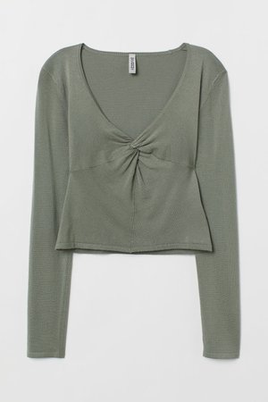 Knot-detail Top - Dusky green - | H&M US