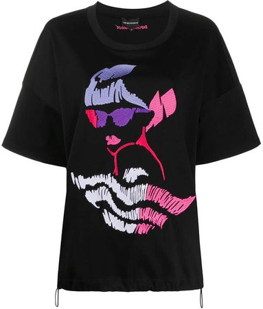 face embroidered T-shirt