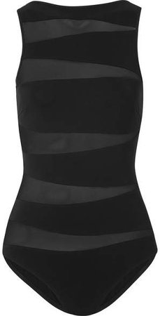 Valentina Mesh-paneled Swimsuit - Black