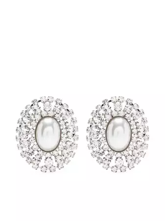 Alessandra Rich faux-pearl Crystal Earrings - Farfetch