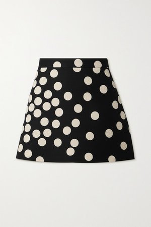Polka-dot Wool And Silk-blend Shorts - Black