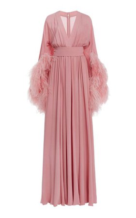 Feather-Trimmed Silk-Blend Gown By Elie Saab | Moda Operandi