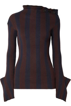 palmer//harding | Shift embellished striped ribbed cotton and cashmere-blend sweater | NET-A-PORTER.COM