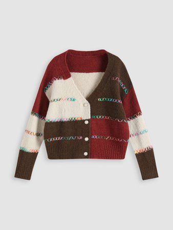 Colorful Patchy Cardigan - Cider