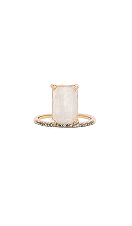 Melanie Auld Emerald Cut Stacking Ring in Moonstone & Gold | REVOLVE
