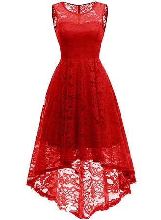 MUADRESS Women's Vintage Floral Lace Sleeveless Hi-Lo Cocktail Formal Swing Dress at Amazon Women’s Clothing store: