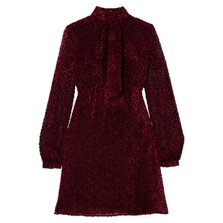 Saint Laurent Bow Devoré-Chiffon Mini Dress