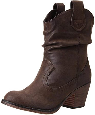 Amazon.com | Rocket Dog Women's Sheriff Vintage Worn PU Western Boot, Brown, 9 M US | Ankle & Bootie