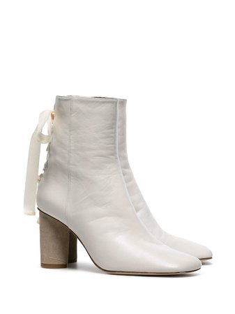 Loewe white 80 leather ankle boots
