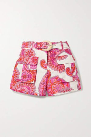 Peggy Paisley-print Linen And Cotton-blend Shorts - White