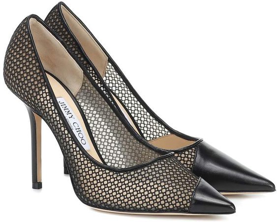 Love 100 leather-trimmed mesh pumps