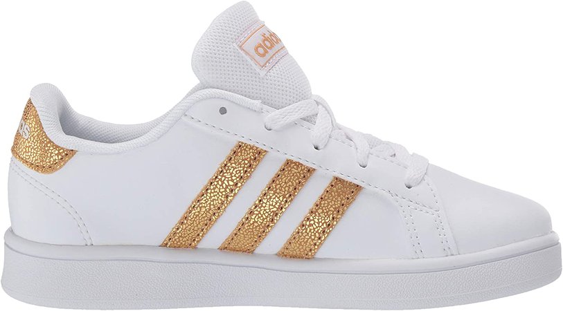 Amazon.com | adidas Grand Court Tennis Shoe, White/Tactile Gold Metallic/Light Granite, 13 US Unisex Little Kid | Sneakers
