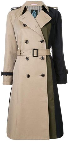 colour-block trench coat