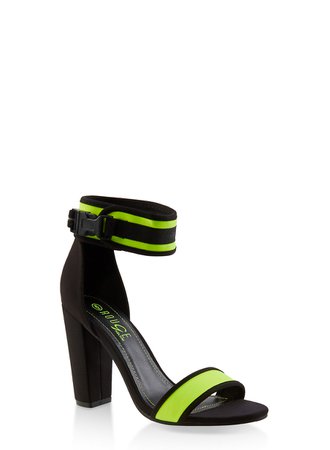 Sporty Neon Strap High Heel Sandals - Rainbow
