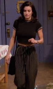 Monica geller outfit paper striped bag trousers - Google Search