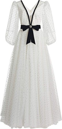 Jenny Packham Bow-Embellished Tulle Gown