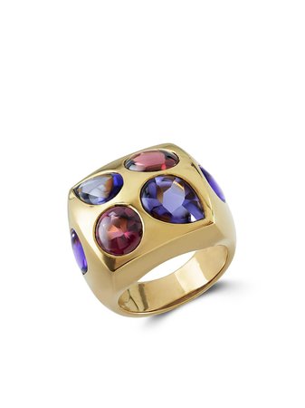 Chanel Pre-Owned 1961 18kt Yellow Gold tourmaline, Amethyst And Iolite Ring - Farfetch
