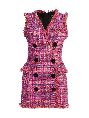 Shop Balmain Sleeveless Double-Breasted Tweed Minidress | Saks Fifth Avenue