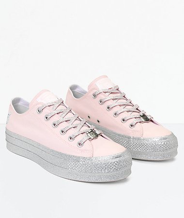 Converse x Miley Cyrus Lift Pink Glitter Shoes