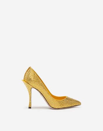 Women's Pumps in Yellow | Pumps in satin and crystal | Dolce&Gabbana