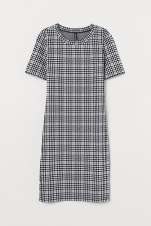 Fitted Dress - Purple/houndstooth-patterned - Ladies | H&M US