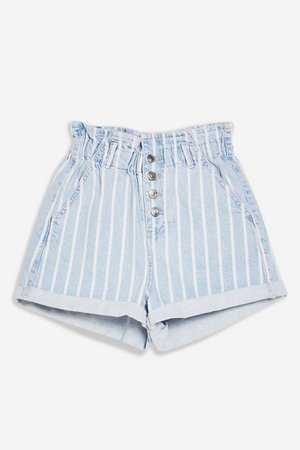 Stripe Denim Paperbag Shorts | Topshop