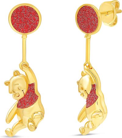 Amazon.com: Disney Winnie the Pooh Womens Plated Gold Earrings - Drop Earrings for Women - Winnie the Pooh Earrings - Disney Jewelry: Clothing, Shoes & Jewelry