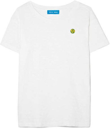 Earth Tee Embroidered Cotton-jersey T-shirt - White