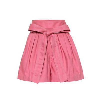 Belted cotton twill shorts
