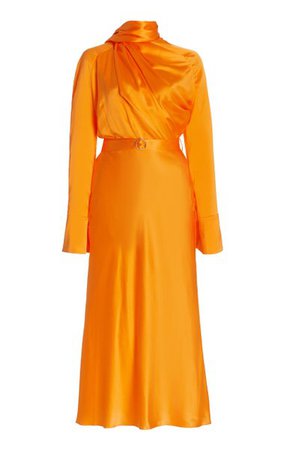 Belted Scarf-Neck Silk Midi Dress By Matériel | Moda Operandi