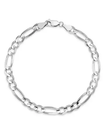 Bloomingdale's Men's Figaro Link Chain Bracelet in 14K White Gold - 100% Exclusive | Bloomingdale's