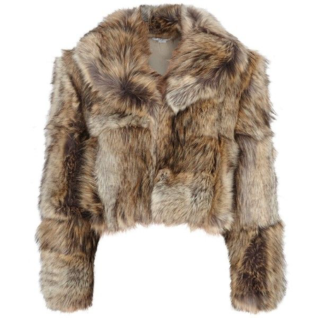brown fur cropped jacket