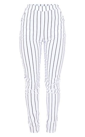 White Stripe High Waisted Skinny Trouser | PrettyLittleThing