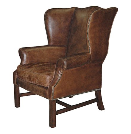 Gaston Rustic Lodge Aged Leather Wingback Library Accent Armchair
