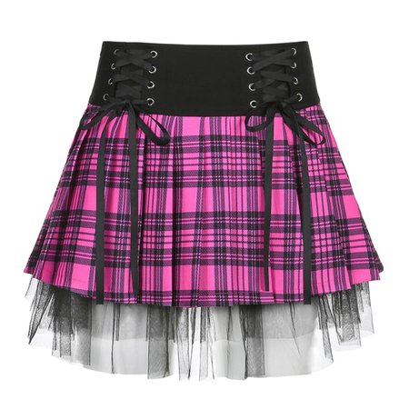 JOSIE NOXEXIT 2000s punk emo princess aesthetic nostalgic fun Checkered Harajuku Punk Black Lace Pleated Skirt Women Summer Tie Up Y2K High Waisted Mini Skirts Ladies Streetwear – noxexit