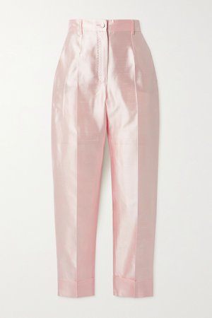 Pastel pink Silk-shantung tapered pants | Dolce & Gabbana | NET-A-PORTER