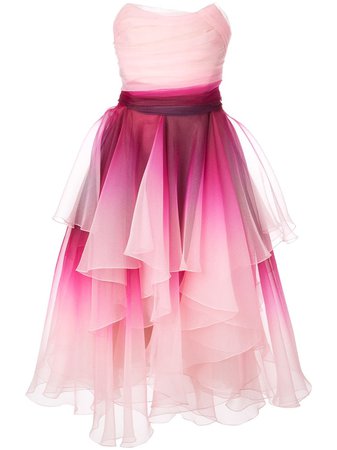 Pink Marchesa Ombré Print Dress | Farfetch.com