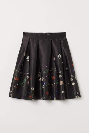 Satin Circle Skirt - Black